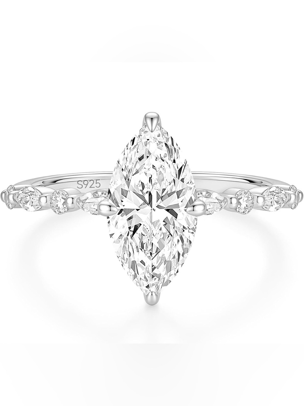 3 CT Marquise Moissanite Engagement Ring 925 Silver D VVS1 GRA